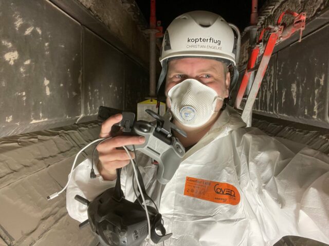 chris with ffp3 mask in boiler